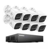 8 Channel 1080P Wired Security Camera System - Hybrid DVR, 8pcs 2MP Bullet Cameras, Outdoor & Indoor, Smart Motion Detection, Remote Access